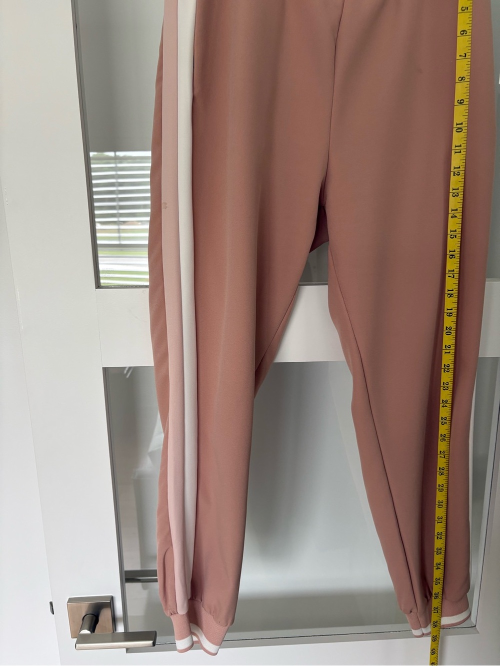 Zara Dusty Rose Track Pants with White and Rose Side Stripe